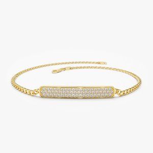 Round Diamond 14K (or 18k upon request) Yellow Gold Bar Diamond Bracelet